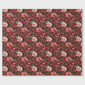 Rote rosa Rosenblumen Brautparty Geschenkpapier (Flach)