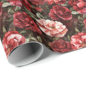 Rote rosa Rosenblumen Brautparty Geschenkpapier (Rolleneckpunkt)