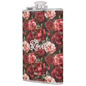 Rote rosa Rosenblumen Flachmann (Links)