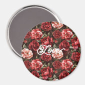 Rote rosa Rosenblumen Magnet (Vorderseite/Rückseite)