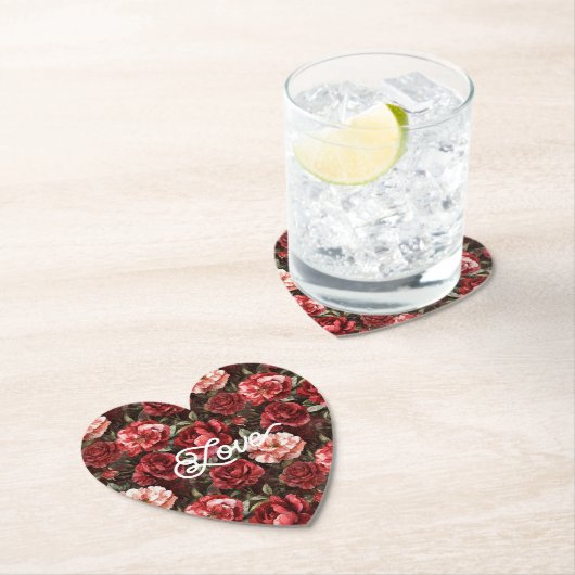 Rote rosa Rosenblumen Untersetzer (Vor Ort)