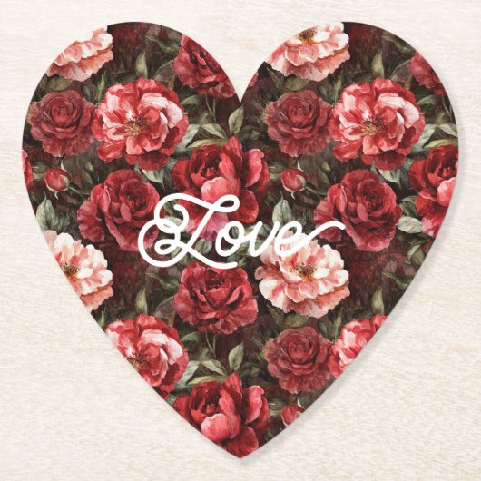 Rote rosa Rosenblumen Untersetzer (Vorderseite)