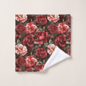 Rote rosa Rosenblüten   Badhandtuch Set (Waschlappen)