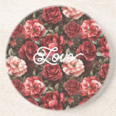 Rote rosa Rosenblüten Getränkeuntersetzer (Vorne)