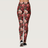 Rote rosa Rosenblüten Leggings (Rückseite)