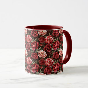 Rote rosa Rosenblüten Tasse
