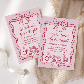 Rote rosa Schleife Galentine's Mädchen Nacht Party Einladung