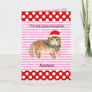 Rote rosa Schneeflocken-Kitty-Katze-Weihnachten Karte