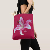 Rote rosa Stargazer-Lilie ganz über _Print Tasche (Von Nahem)