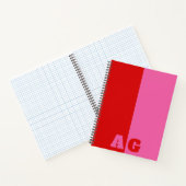 Rote Rosa Streifen Fette Monogramm Notizblock (Innenseite)