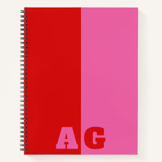 Rote Rosa Streifen Fette Monogramm Notizblock