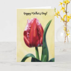 Rote rosa Tulpe Blumen Kunst Muttertagskarte Karte