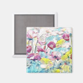 Rote, rosa und gelbe Frühlingsblumen Magnet (Vorderseite/Rückseite)