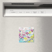 Rote, rosa und gelbe Frühlingsblumen Magnet (In Situ (Geschirrspüler))