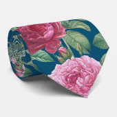 Rote, rosa und Magenta Rose Blume mit grünen Blätt Krawatte (Gerollt)