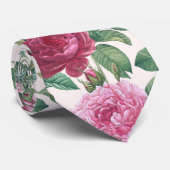 Rote, rosa und Magenta Rose Blume mit grünen Blätt Krawatte (Gerollt)