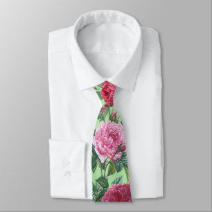 Rote, rosa und Magenta Rose Blume mit grünen Blätt Krawatte
