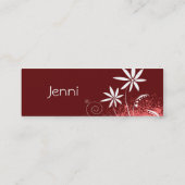 Rote, rosa und weiße Blumen Mini Visitenkarte (Rückseite)