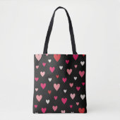 Rote, rosa und weiße Herzen Schwarz Tasche (Vorderseite)