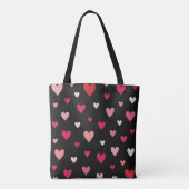 Rote, rosa und weiße Herzen Schwarz Tasche (Rückseite)