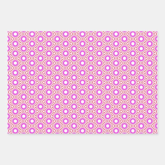 Rote, rosa und weiße Sterne Geschenkpapier Set (Vorderseite 3)