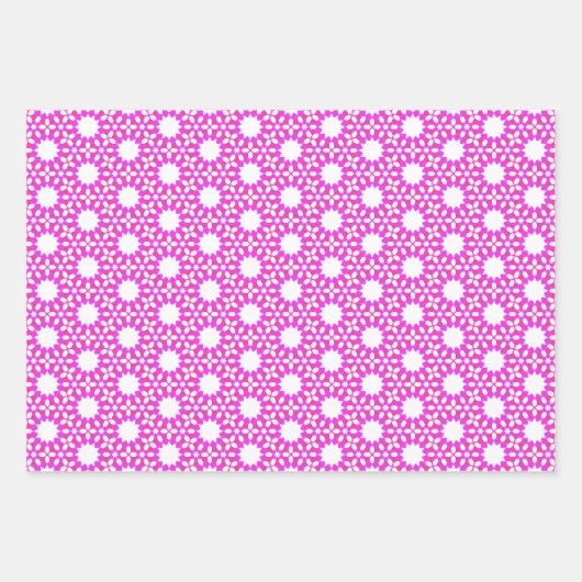 Rote, rosa und weiße Sterne Geschenkpapier Set (Vorderseite)