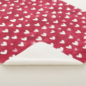 Rote Rosa Weiße Herzen Sherpadecke (3/4)