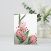 Rote Rosas Asymmetrisch Postkarte (Stehend Vorderseite)