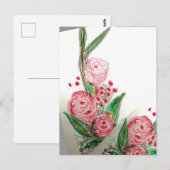 Rote Rosas Asymmetrisch Postkarte (Vorne/Hinten)