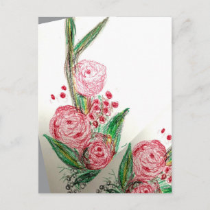 Rote Rosas Asymmetrisch Postkarte