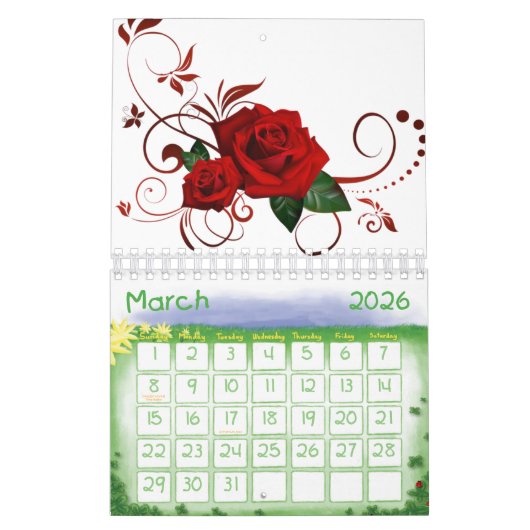 rote Rose 2025 Kalender (Mär 2026)