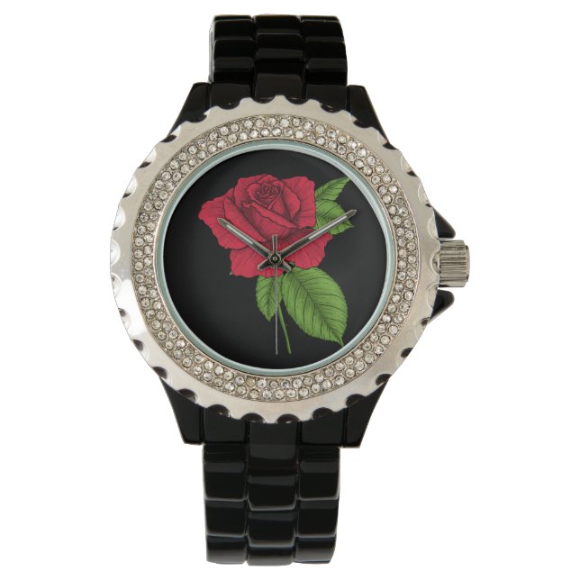 ROTE ROSE 2 ARMBANDUHR (Vorderseite)