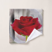 Rote Rose 2 Badhandtuch Set (Waschlappen)