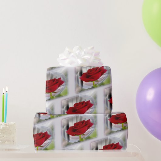 Rote Rose 2 Geschenkpapier (Partygeschenke)