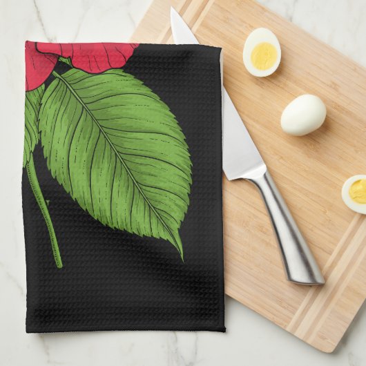 ROTE ROSE 2 GESCHIRRTUCH (Viertel Falte)