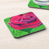 ROTE ROSE 2 GETRÄNKEUNTERSETZER (Linke Seite)