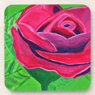 ROTE ROSE 2 GETRÄNKEUNTERSETZER