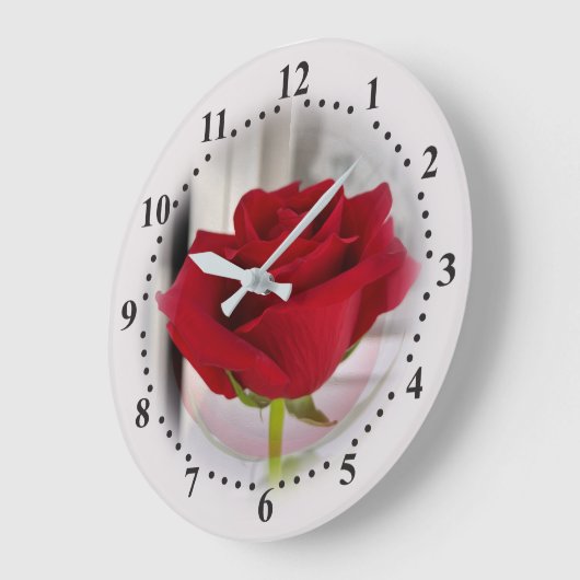 Rote Rose 2 Große Wanduhr (Winkel)