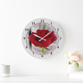 Rote Rose 2 Große Wanduhr (Zuhause)