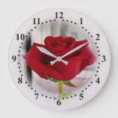 Rote Rose 2 Große Wanduhr (Vorderseite)