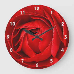 ROTE ROSE 2 GROßE WANDUHR