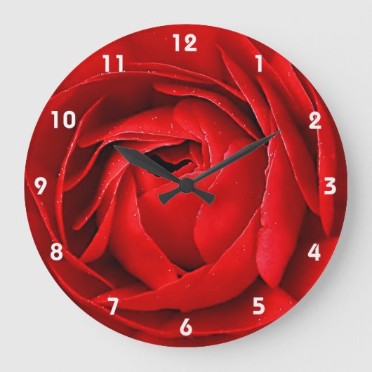 ROTE ROSE 2 GROßE WANDUHR (Vorderseite)