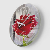 Rote Rose 2 Große Wanduhr (Winkel)