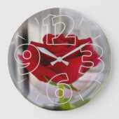 Rote Rose 2 Große Wanduhr (Vorderseite)