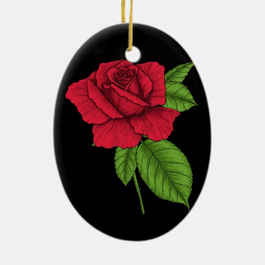 ROTE ROSE 2 KERAMIK ORNAMENT (Hinten)