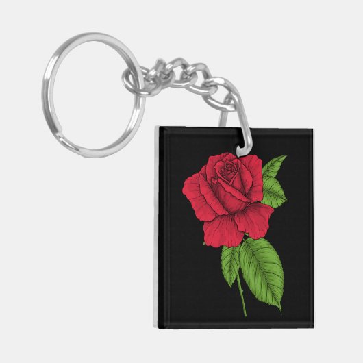 ROTE ROSE 2 SCHLÜSSELANHÄNGER (Vorderseite links)