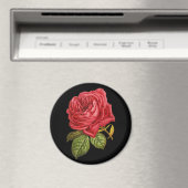 Rote Rose 3" Rundmagnet Magnet (In Situ (Geschirrspüler))
