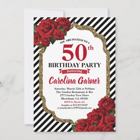 Rote Rose 50. Einladung (Vorderseite)