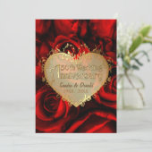 Rote Rose 50. Hochzeitstag Einladung (Stehend Vorderseite)