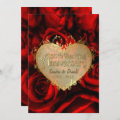 Rote Rose 50. Hochzeitstag Einladung (Vorne/Hinten)